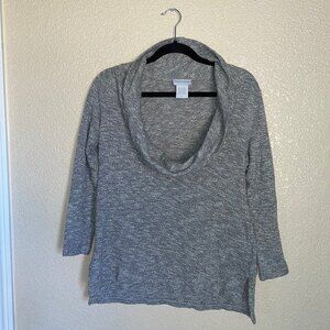 Soft Surroundings Cowl Neck Grey Knit Sweater Size Medium EUC